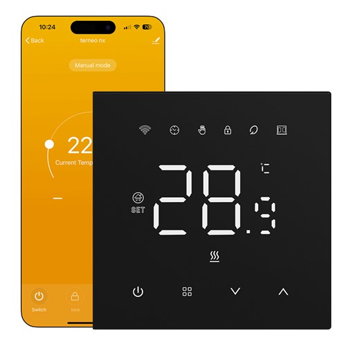 Wi-Fi терморегулятор с большим сенсорным экраном + Tuya, черный, terneo nx black - фото 162442