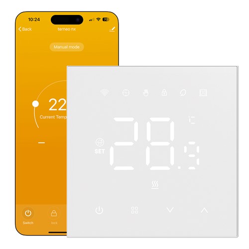 Wi-Fi терморегулятор с большим сенсорным экраном + Tuya, белый, terneo nx - фото 162450