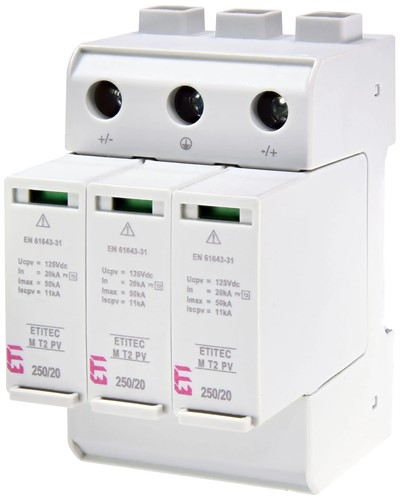 Ограничитель перенапряжения для защиты солнечных систем ETITEC M T2 PV 250/20 Y - фото 162693