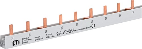 Гребенка для держателей предохранителя, трехполюсная, штырь, 1 метр, IZS 16/3F/30 - фото 162851