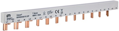 Гребенка четырехполюсная (3P+N) для автоматов ETIMAT 1N, 12 модулей, IZ-SKN0030/10 ETI - фото 162872