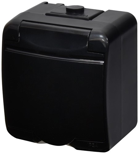 Розетка накладная, черный/черная крышка, IP 54 Hermetics ETI - фото 162954