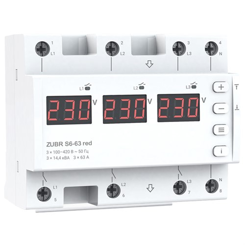 Переключатель фаз 63А, ZUBR S6-63 red - фото 163009