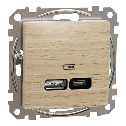 USB розетка A+C, берёза, Sedna Design - фото 163302