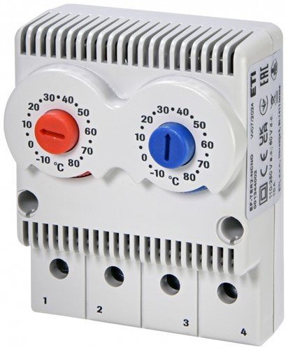 Термостат -10+80°C, 1NC/1NO, 10A, 110-250VAC, 60VDC, EF-TER2-NC/NO - фото 163502