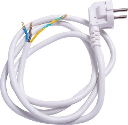 Шнур с вилкой 3х1,5, 1,2м, белый, e.wire.plug.white.1,5 - фото 164344