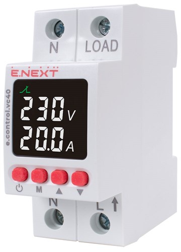 Реле контроля напряжения и тока однофазное 40А с индикацией, e.control.vc40 - фото 164511