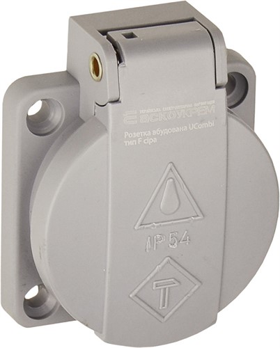 Розетка встроенная тип F, 16А, 3P, IP54, серая, UCombi - фото 165915