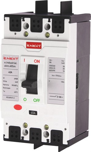 Силовой автоматический выключатель 40 А, 3-фазный, e.industrial.ukm.60Sm.40 Enext - фото 167541