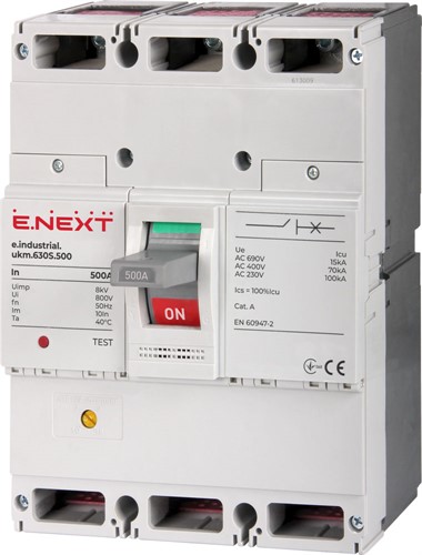 Силовой автомат 500 А, трехфазный, 70кА, e.industrial.ukm.630S.500 Enext i0010028 - фото 168305