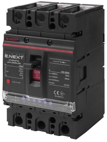 Силовой автомат с электронным расцепителем 250 А, 3-фазный, e.industrial.ukm.250Re.250 Enext - фото 169198