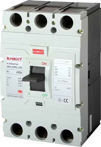 Силовой автоматический выключатель 630 А, 3-фазный, e.industrial.ukm.630SL.630 Enext - фото 169416