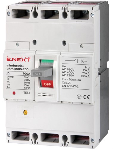 Силовой автоматический выключатель 3р, 700А, e.industrial.ukm.800S.700 Enext - фото 169866