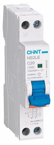 Дифавтомат C20A, 30mA, 1P+N, тип АС, 6kA, NB2LE - фото 170652