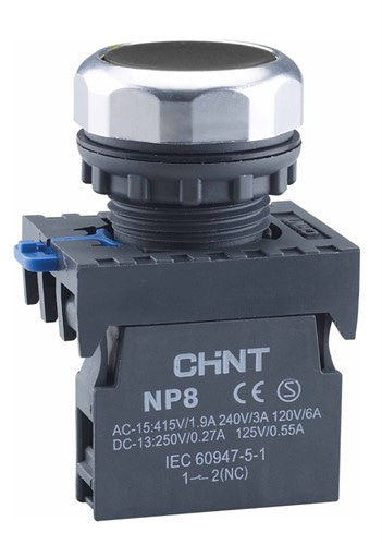Кнопка NP8-11BN/2 без подсветки черная 1NO+1NC IP65 - фото 171067