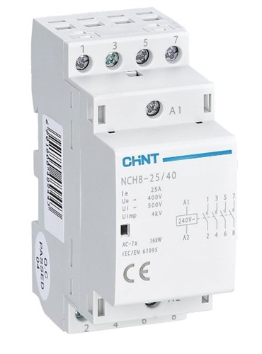 Контактор модульный 25A, контакты 4NO, катушка 220В AC, NCH8-25/40 - фото 171120