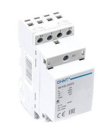 Контактор модульный 25A, контакты 2NC+2NO, катушка 220В AC, NCH8-25/22 - фото 171121