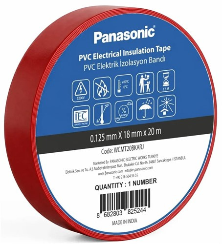 Изоляционная лента ПВХ красная, 20м, 0.125х18мм Panasonic - фото 171215