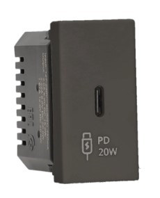 Розетка USB тип С для зарядки, 1 модуль, черный, К45 Simon K126I/14 - фото 171538