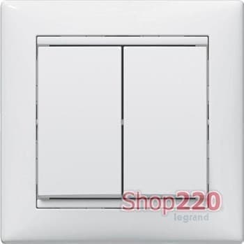 Выключатель 2-клавишный, белый, 774405 Legrand Valena - фото 13317