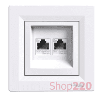 Розетка компьютерная RJ45 двойная, белый, EPH4400121 Schneider Asfora - фото 31060