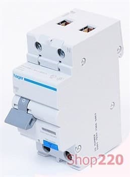 Диф. автомат 16A, 30 мA, уставка B, тип A, 6 кА, Hager AD916J - фото 33690