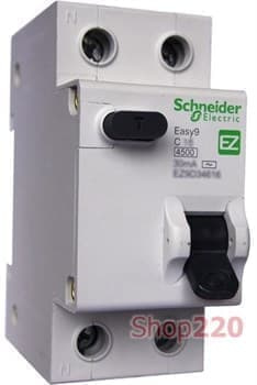 Дифавтомат 32 А, 30мА, тип С EZ9D34632 Schneider Easy9 - фото 34694