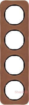 Рамка 4 поста, коричневый/черный, кожа, R.1 Berker - фото 34745