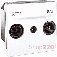 Мех. розетки TV-FM-SAT 10-2400МГц 2 м. конечной, белый, MGU3.455.18 Schneider Unica - фото 35444