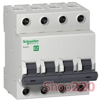 Автоматический выключатель 25А, тип С, 4-х полюсный, EZ9F34425 Schneider - фото 36315