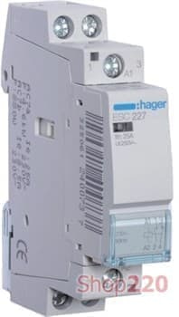 КОНТАКТОР 230В 25 A, 1НО+1НЗ, HAGER ESC227