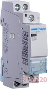 КОНТАКТОР 24 В 25 A, 2НО, HAGER ESD225