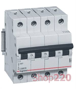 Автоматический выключатель 10А, 4 полюса, тип С, 419739 Legrand RX3 - фото 37018
