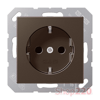 Розетка электрическая (механизм), мокка, Jung A500 A1520MO - фото 39406