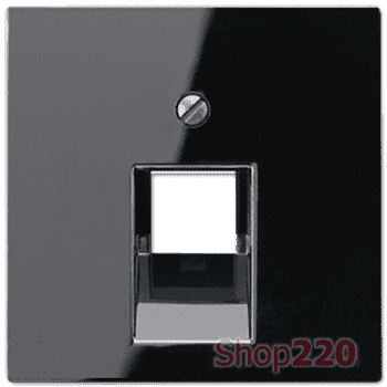 Накладка для телефонной и компьютерной розеток, черный, Jung A500 A569-1PLUASW - фото 39417