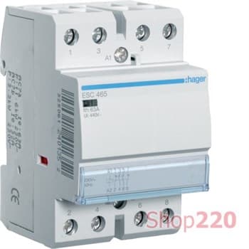 Контактор 230В 63 A, 2но+2нз, Hager ESC465 - фото 45762