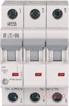 Автоматический выключатель 16А, тип B, 3 полюса, HL-B16/3 Eaton 194781 - фото 46055
