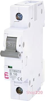 Автоматический выключатель 16А, 1 полюс, тип B, Eti 2111516 - фото 46521