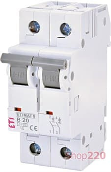 Автоматический выключатель 20А, 2 полюса, тип B, Eti 2113517 - фото 46535
