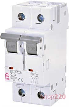 Автоматический выключатель 3А, 2 полюса, тип C, Eti 2143509 - фото 46602