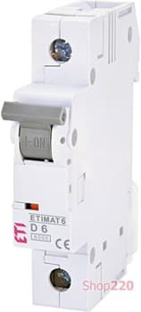 Автоматический выключатель 6А, 1 полюс, тип D, Eti 2161512 - фото 46651
