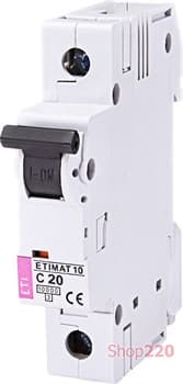 Автоматический выключатель 20А, 1 полюс, тип C, Eti 2131717 - фото 46739