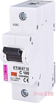 Автоматический выключатель 100А, 1 полюс, тип C, Eti 2131732 - фото 46746