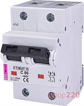 Автоматический выключатель 80А, 2 полюса, тип C, Eti 2133731 - фото 46763
