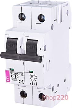 Автоматический выключатель 10А, 2 полюса, тип D, Eti 2153714 - фото 46824
