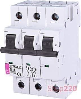 Автоматический выключатель 4А, 3 полюса, тип D, Eti 2155710 - фото 46838