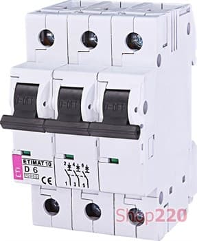Автоматический выключатель 6А, 3 полюса, тип D, Eti 2155712 - фото 46839