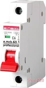 Автоматический выключатель 6А, 1-фазный, хар-ка С, e.mcb.pro.60.1.С 6 new p042006 E.NEXT - фото 51169