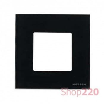 Рамка 1 пост, стекло черное, Zenit ABB N2271 CN - фото 61324