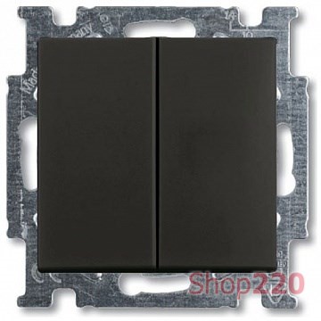 Выключатель 2-клавишный проходной, черный шато, ABB 2006/6/6 UC-95-507 Basic 55 - фото 68322